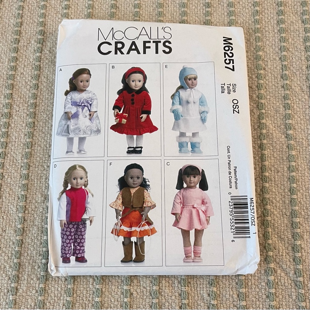 New - McCall's Crafts Doll Clothing Pattern - Sewing - M6257